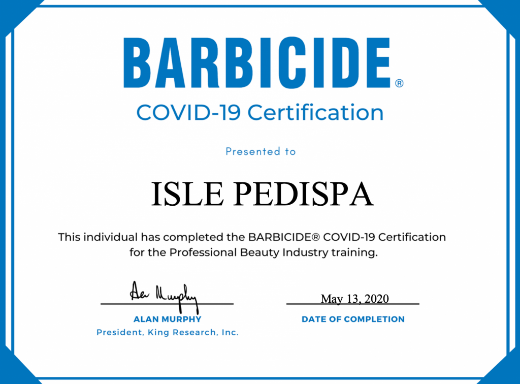 barbicide certificate